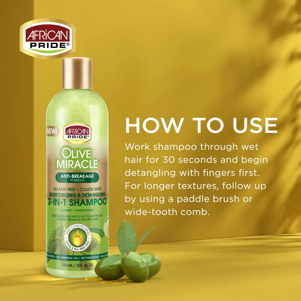 African Pride Olive Miracle 2-in-1 Shampoo 355ml/12oz - Image 3
