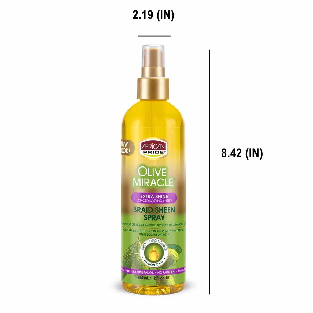 African Pride Olive Miracle Extra Braid Sheen Spray 355ml/12oz - Image 3