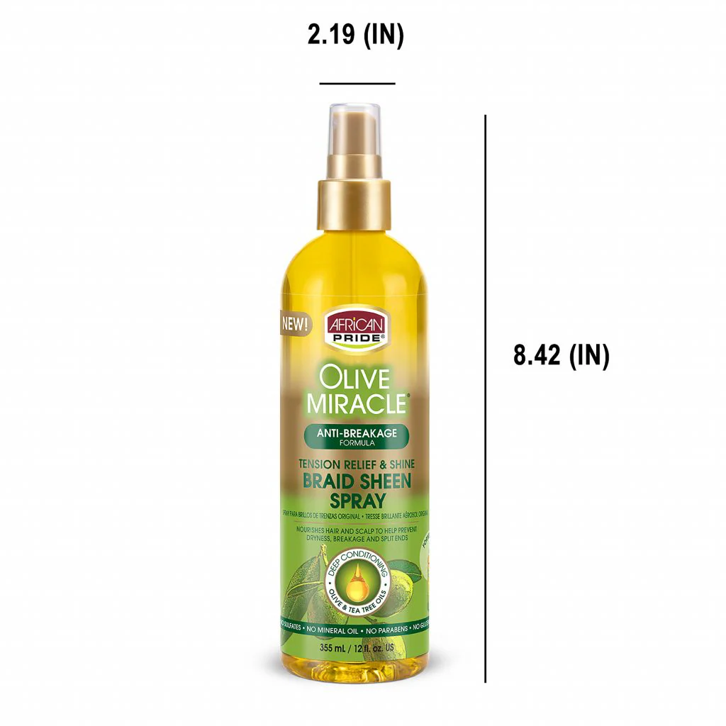 African Pride Olive Miracle Braid Sheen Spray 355ml/12oz - Image 3