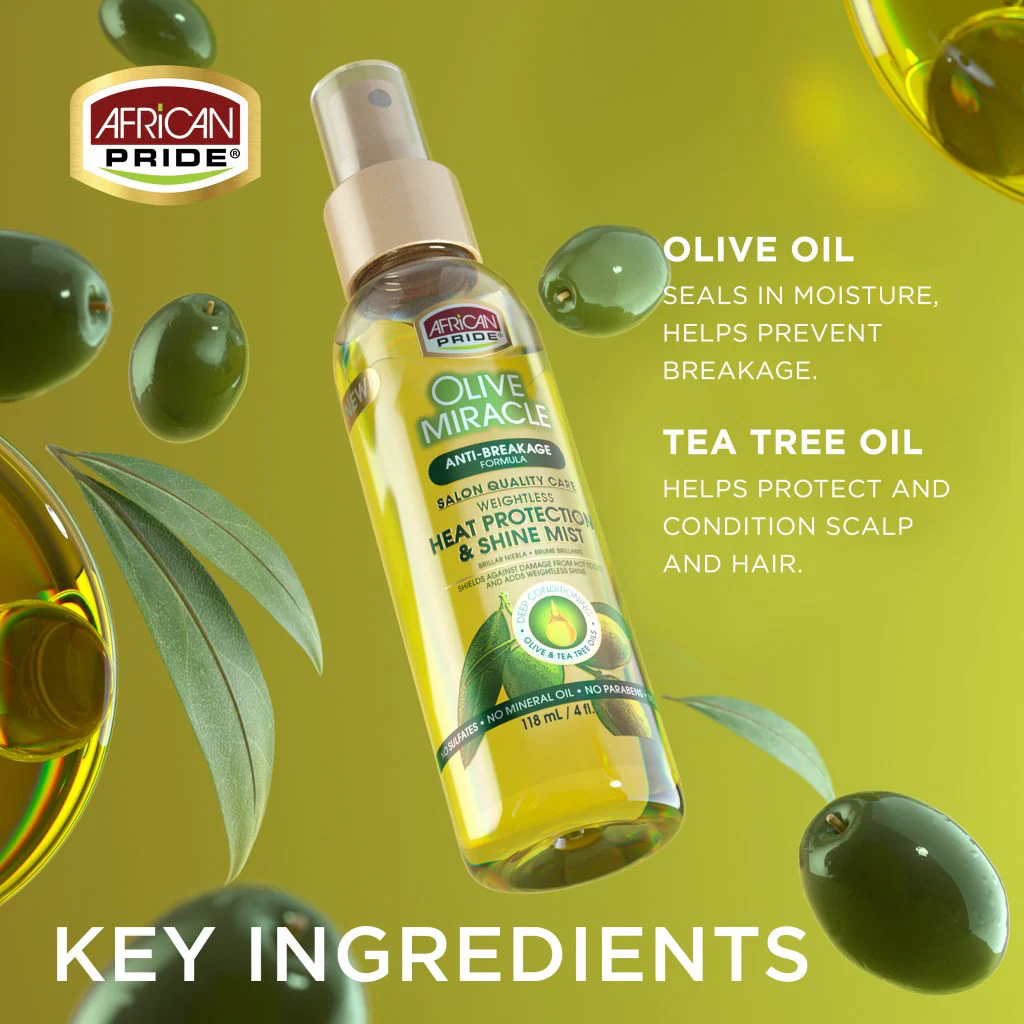 African Pride Olive Miracle Heat Protectant & Shine Mist 118ml/4oz - Image 3