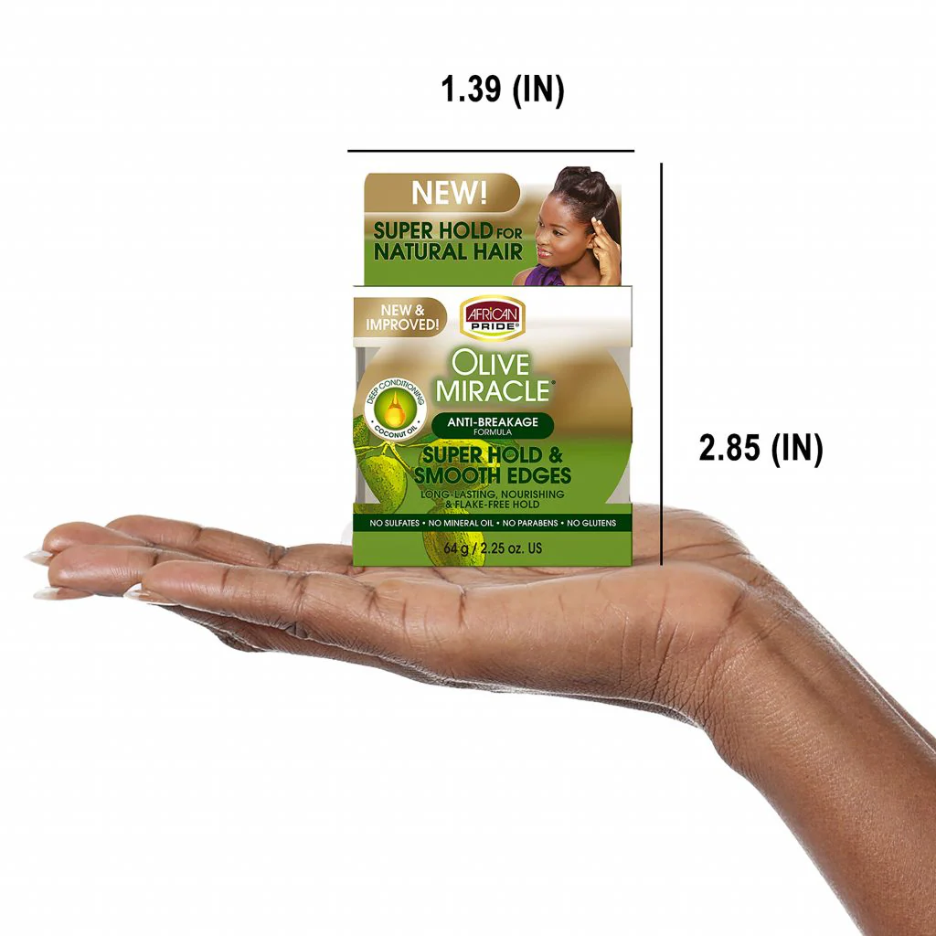 African Pride Olive Miracle Super Hold & Smooth Edges 64g/2.25oz - Image 3