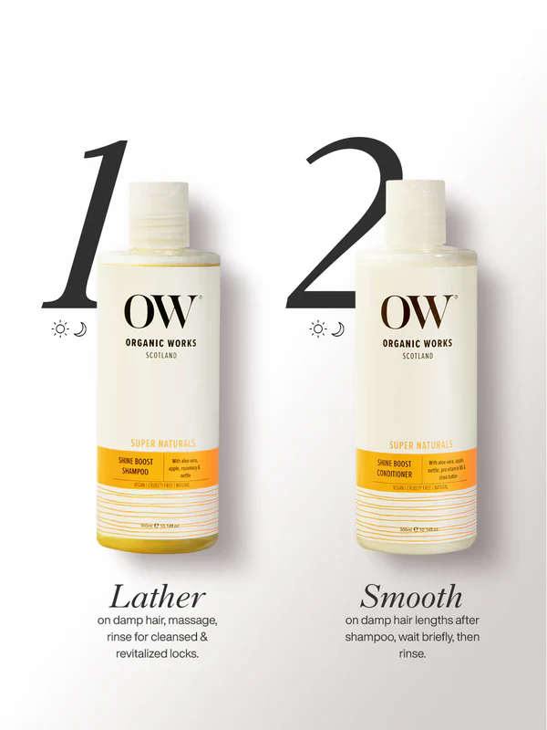 ORGANIC WORKS SHINE BOOST DUO SHAMPOO 300ML CONDITIONER 300ML - Image 3