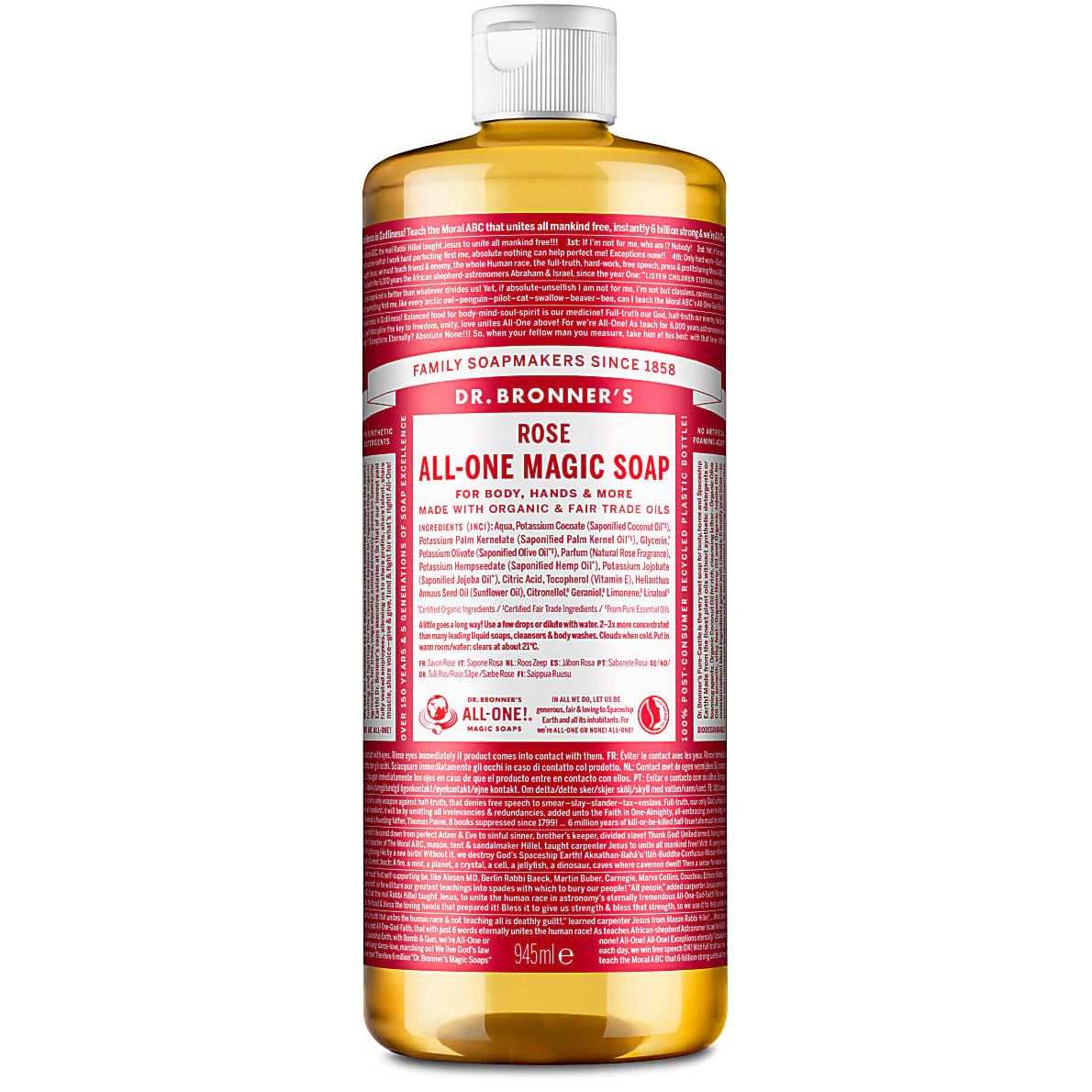 Dr. Bronner’s Rose Pure-Castile Liquid Soap - Image 2