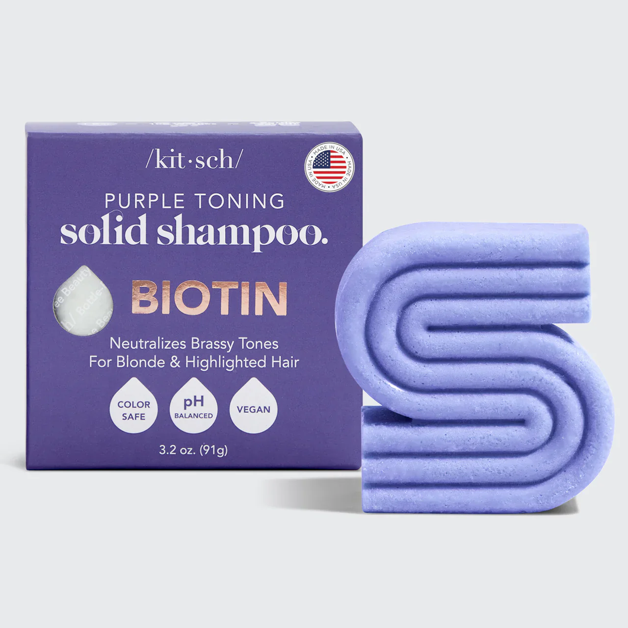 Kitsch Purple Toning Shampoo Bar for Color Treated & Grey Hair 91g