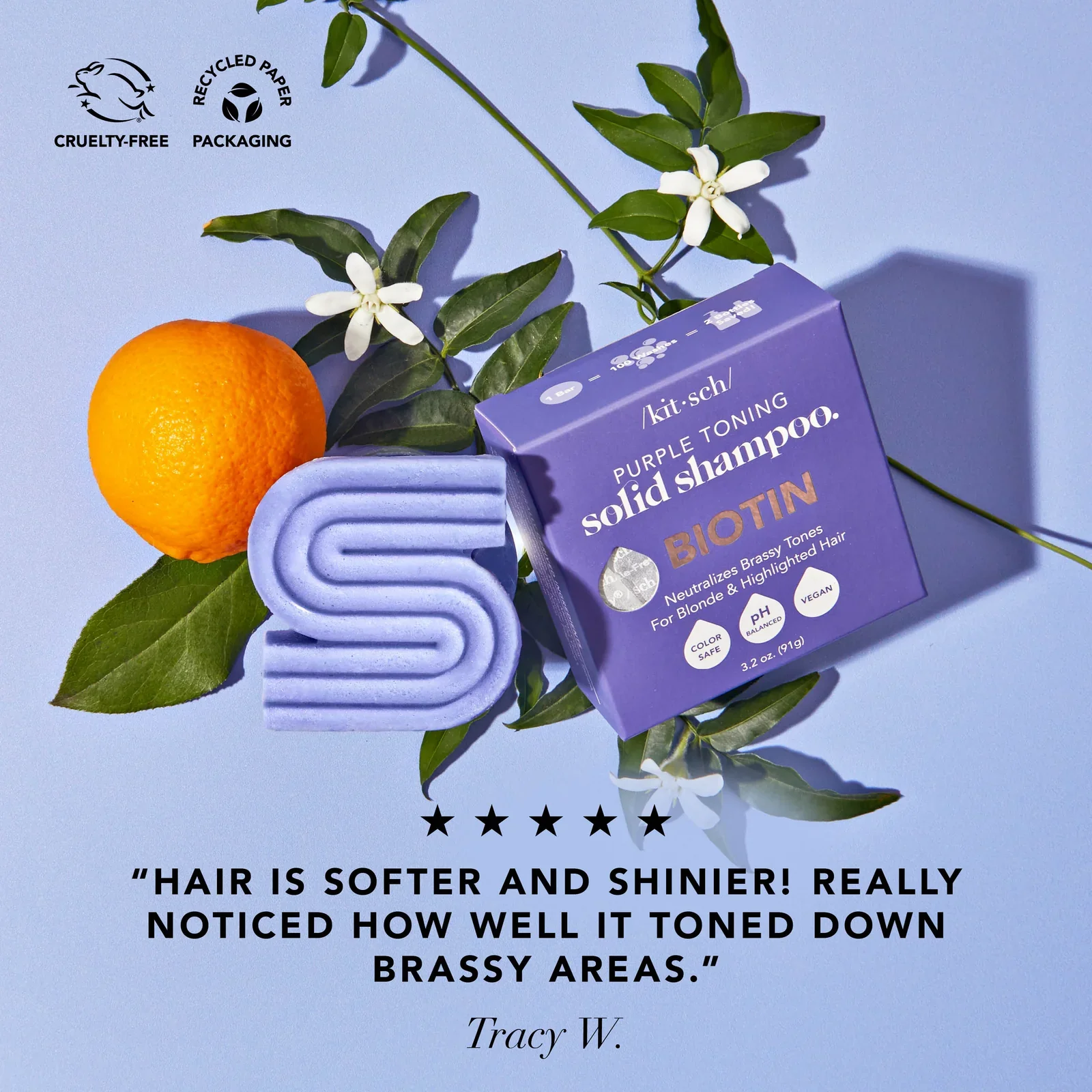 Kitsch Purple Toning Shampoo Bar for Color Treated & Grey Hair 91g - Image 4