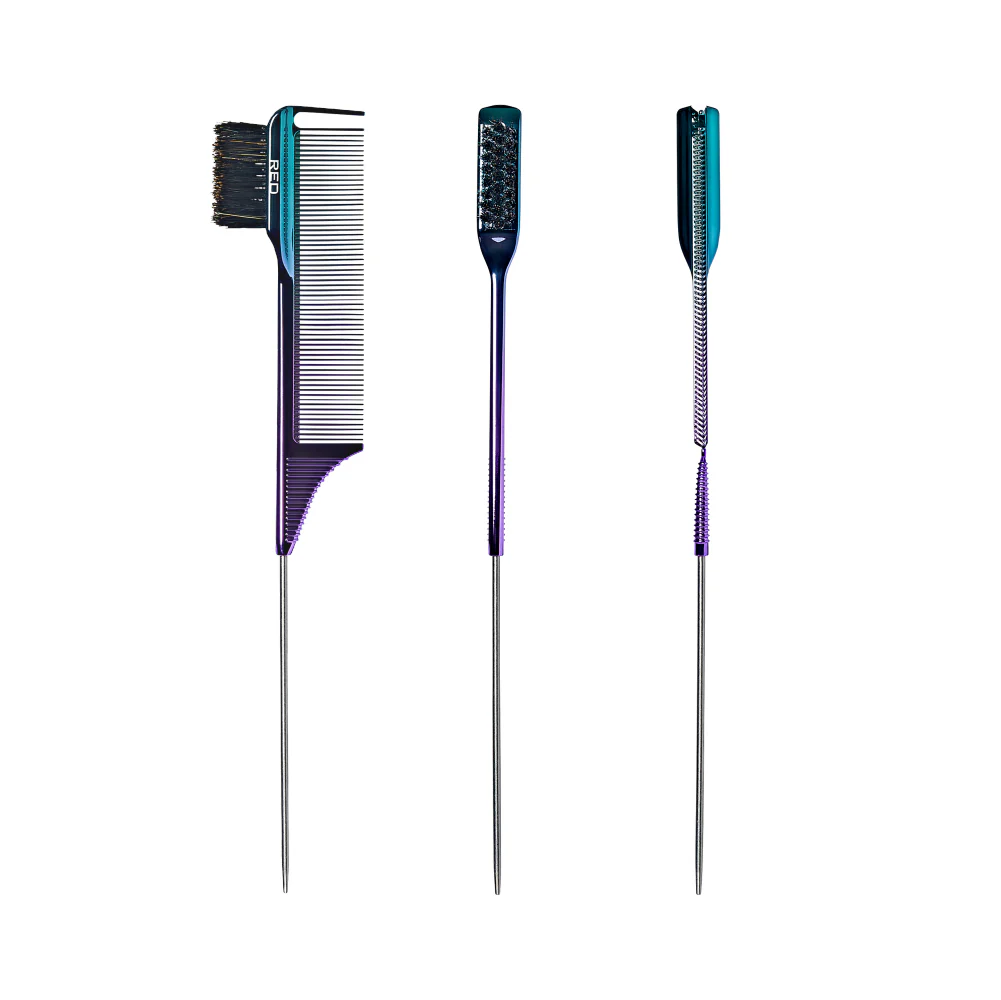 Red By Kiss 100% Boar Bristle 3-in-1 Edge & Parting pin tail Comb - Image 5