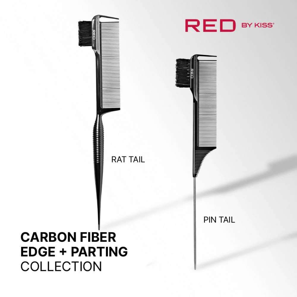 Red By Kiss 100% Boar Bristle 3-in-1 Edge & Parting PIN TAIL Comb - Image 7