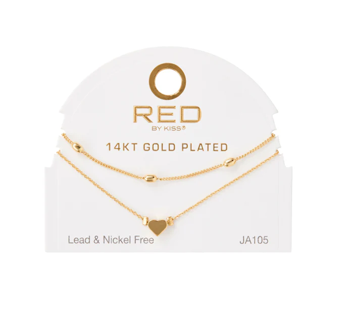 RED BY KISS 14 KT GOLD PLATED GLAM FAHION ANKLET HEART