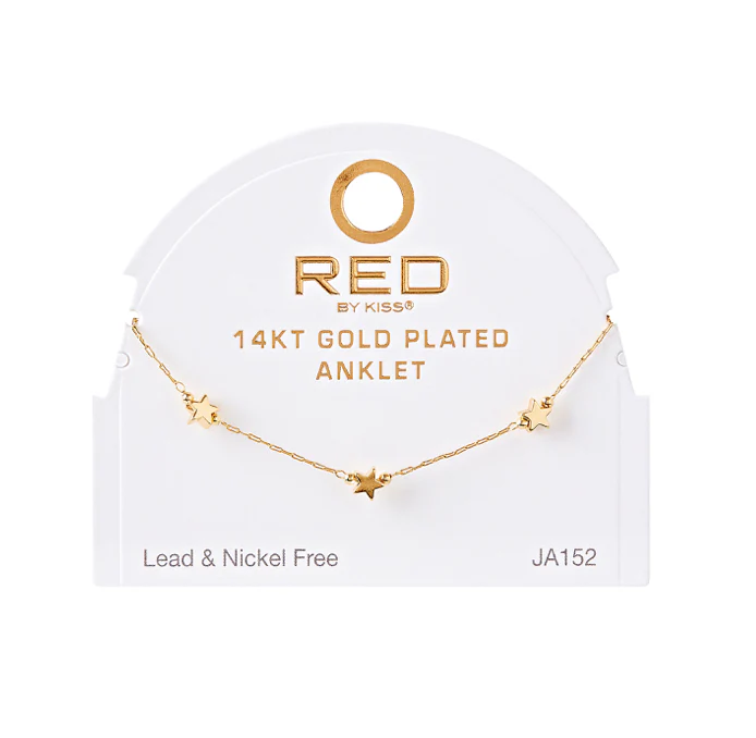 RED BY KISS 14 KT GOLD PLATED GLAM FAHION ANKLET STAR