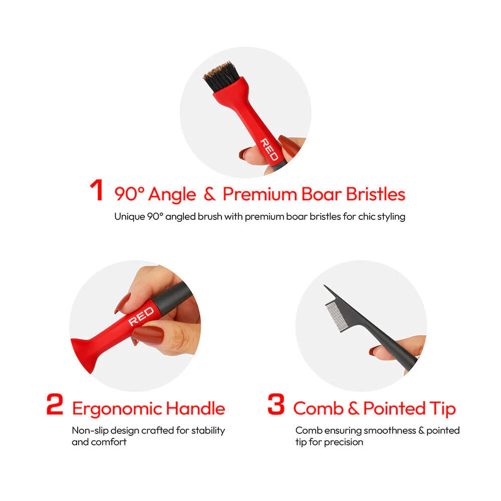 Red By Kiss 90° Angled Edge Pro Brush with Pin Tail - Image 6