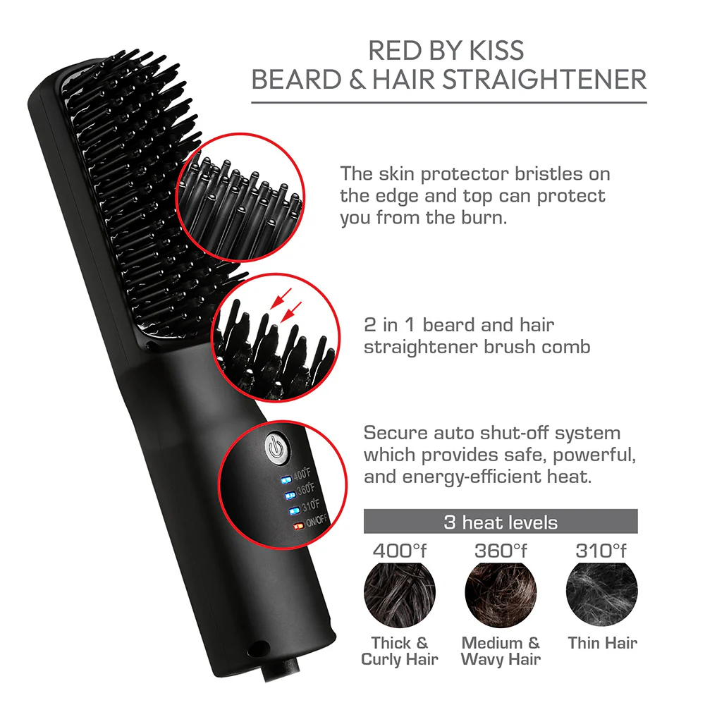 RED BY KISS Beard & Hair Straightener With Adjustable Temperature Settings - Image 7