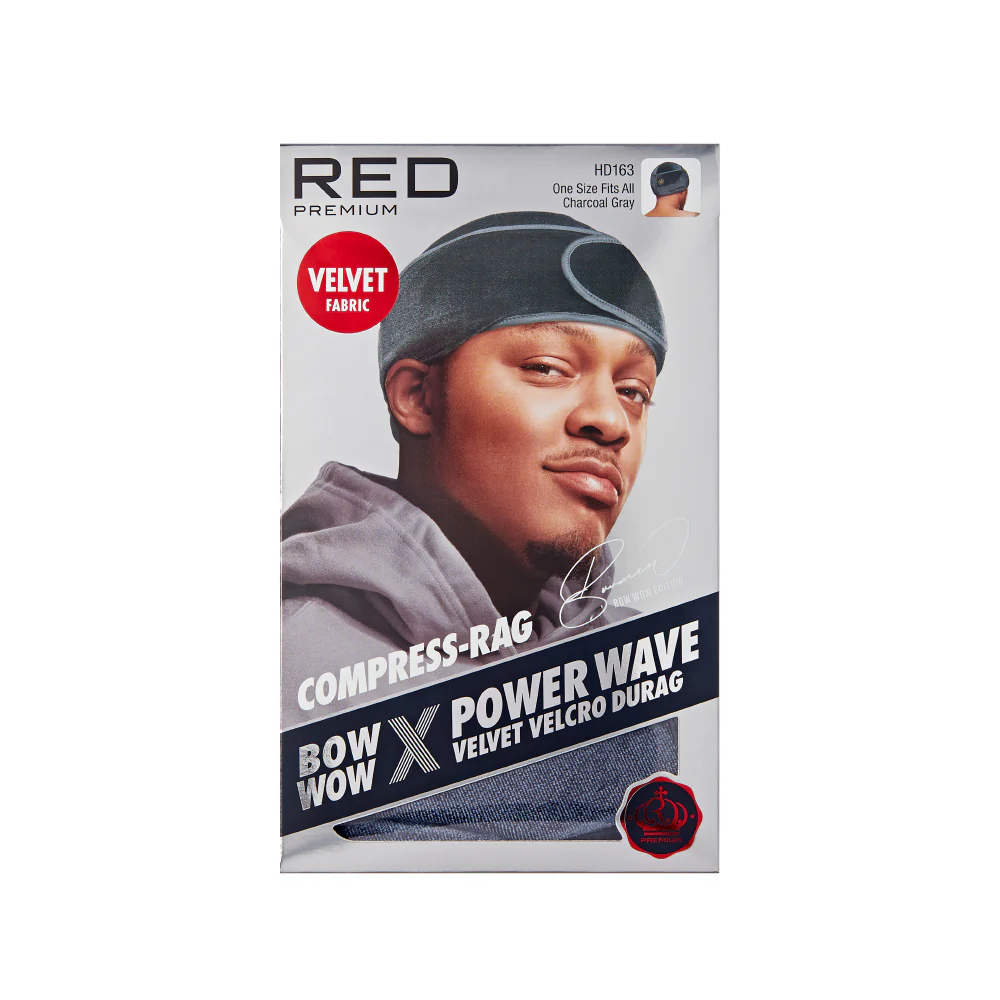 Red by Kiss BOW WOW X Power Wave Velvet Hook and Loop Fastener Compression Rag Charcoal Gray