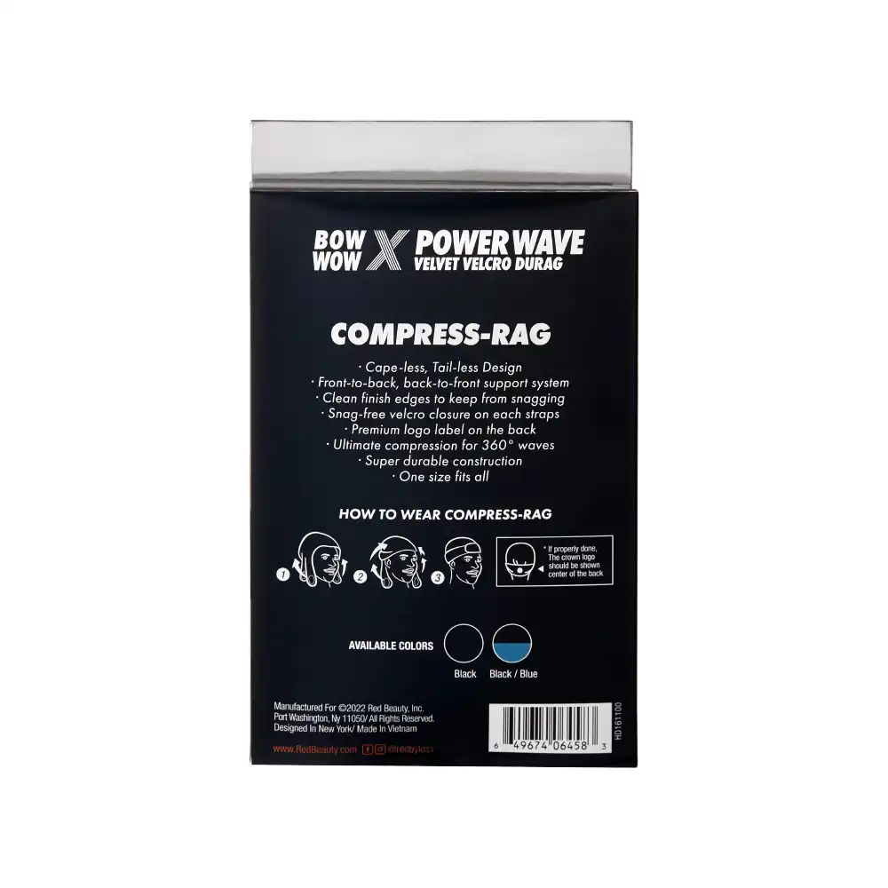 Red by Kiss BOW WOW X Power Wave Velvet Hook and Loop Fastener Compression Rag Black - Image 4