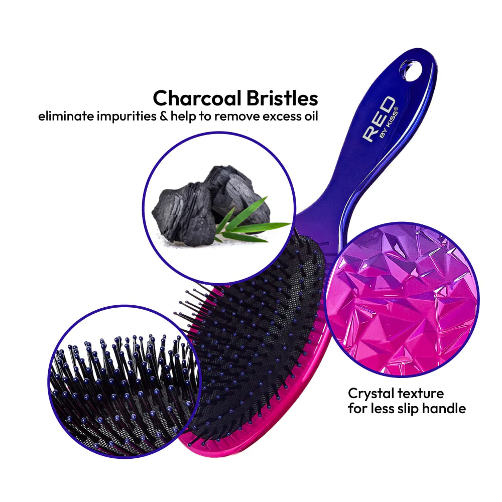 Red By Kiss Crystal Charcoal Brush – Oval Charcoal Infused Brush - Image 3