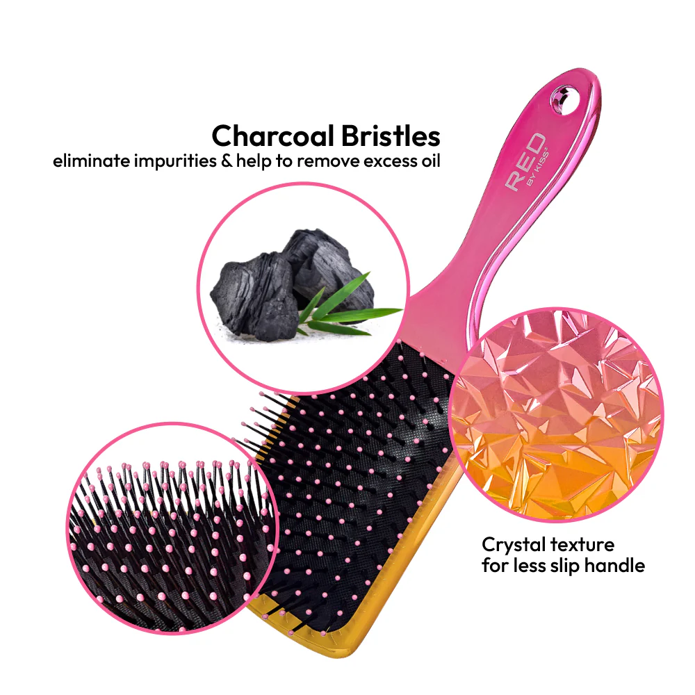 Red By Kiss Crystal Charcoal Brush – Square  Charcoal Infused Brush - Image 5