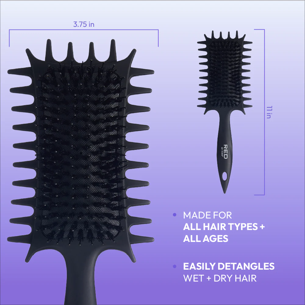 Red By Kiss Curl-Art Styler Detangling & Curl Defining Brush with Side Combs Black - Image 3