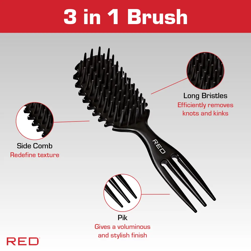 Red By Kiss Curl & Care 4-in-1 Detangle Brush Black - Image 2