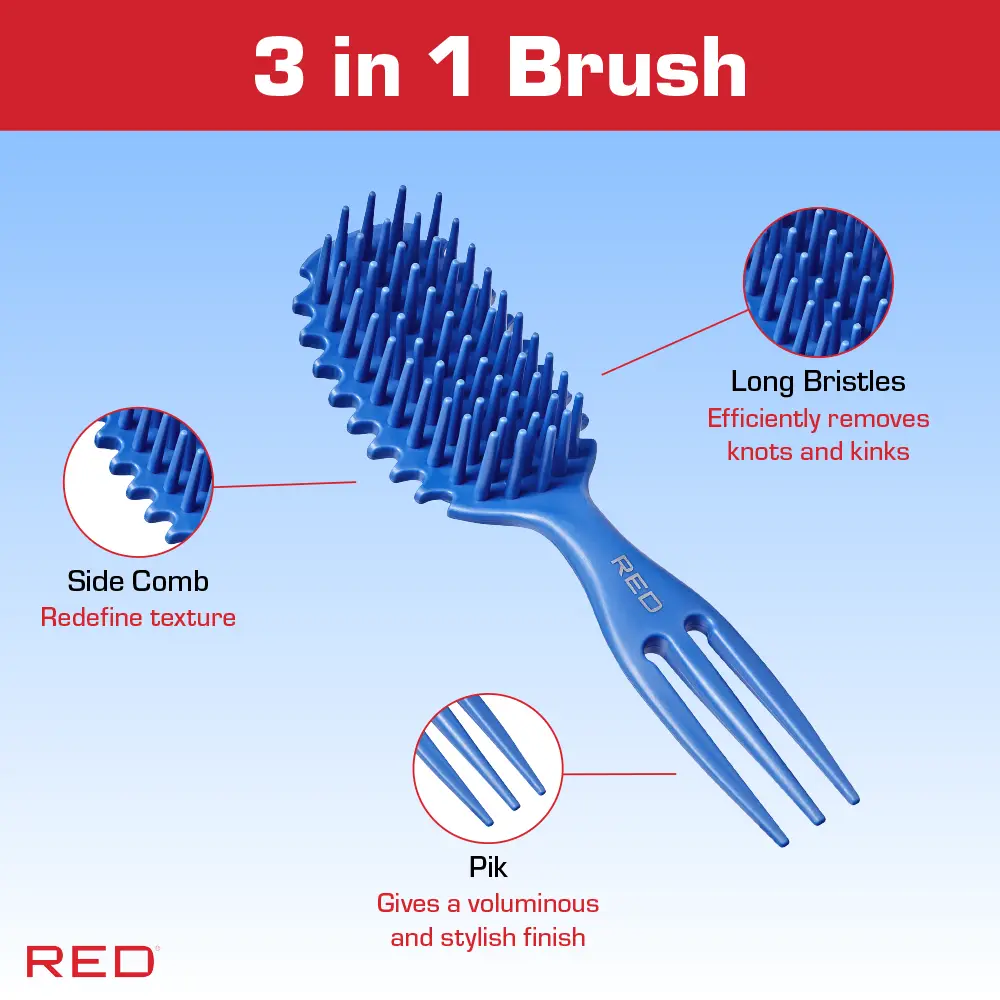 Red By Kiss Curl & Care 4-in-1 Detangle Brush Blue - Image 2