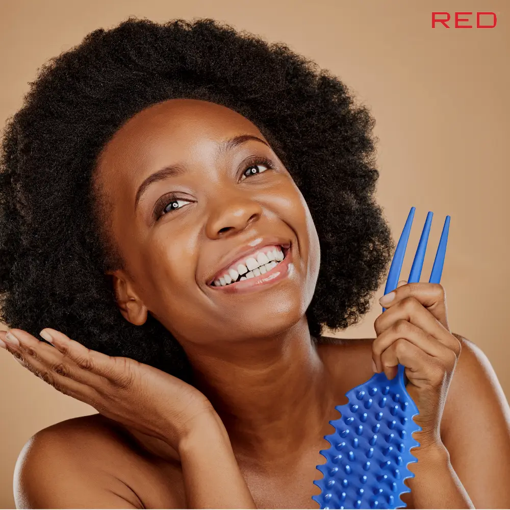 Red By Kiss Curl & Care 4-in-1 Detangle Brush Blue - Image 4