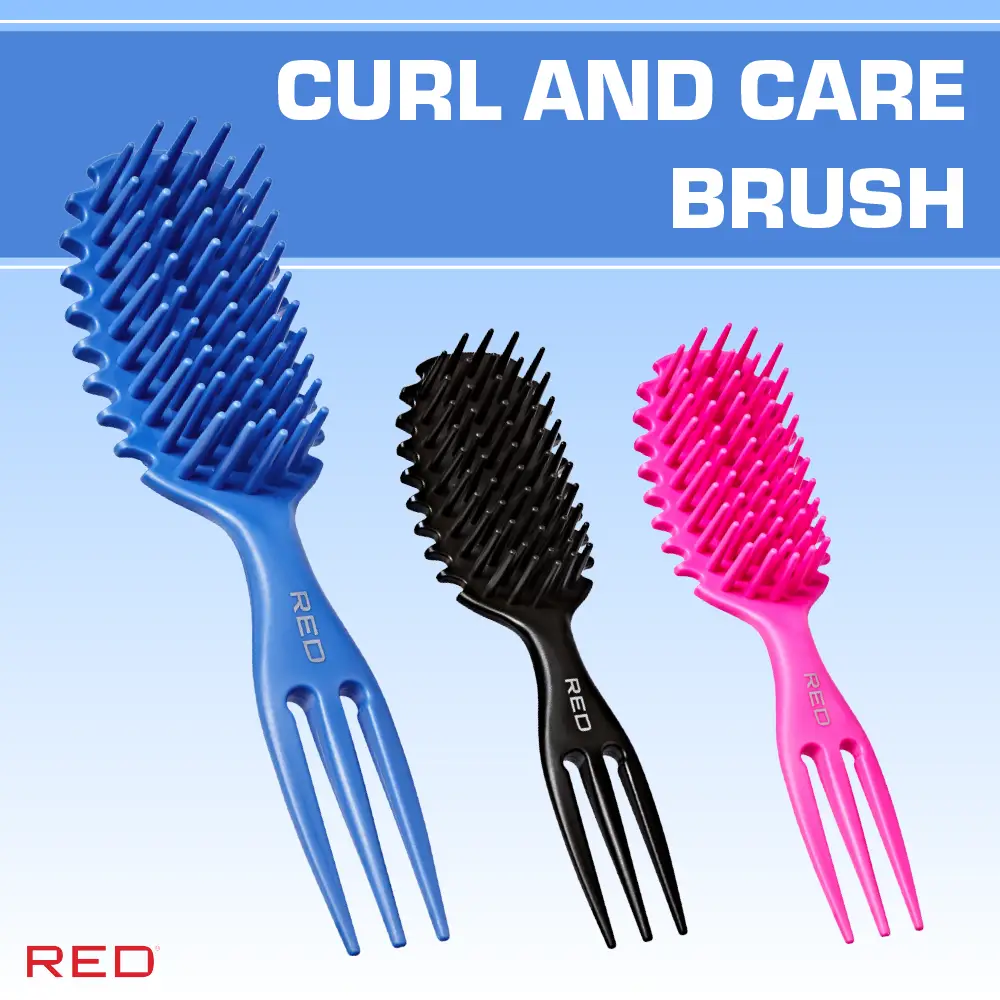 Red By Kiss Curl & Care 4-in-1 Detangle Brush Blue - Image 5