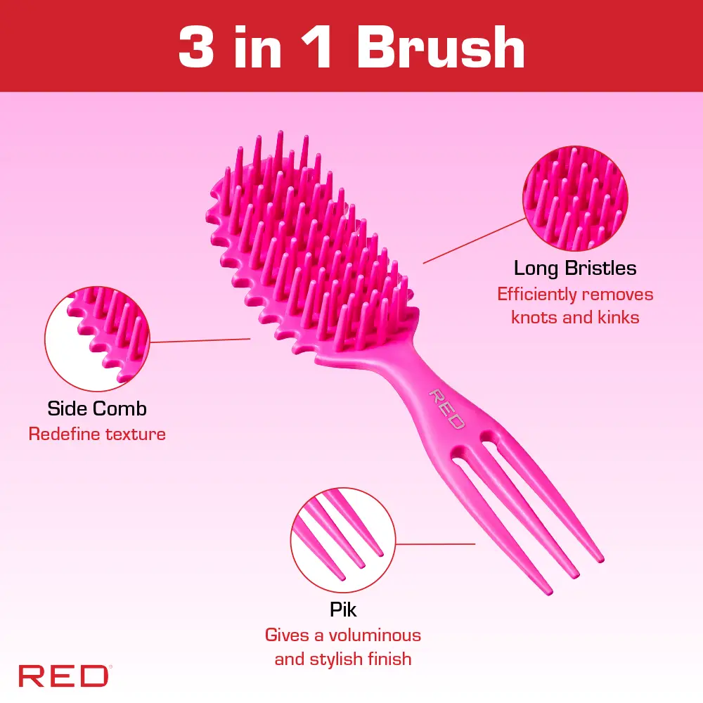 Red By Kiss Curl & Care 4-in-1 Detangle Brush Pink - Image 2