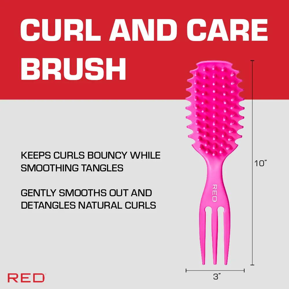 Red By Kiss Curl & Care 4-in-1 Detangle Brush Pink - Image 3
