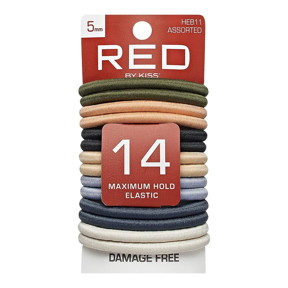 Red By Kiss Elastic Hair Band 5mm (14ct) Mono Assorted