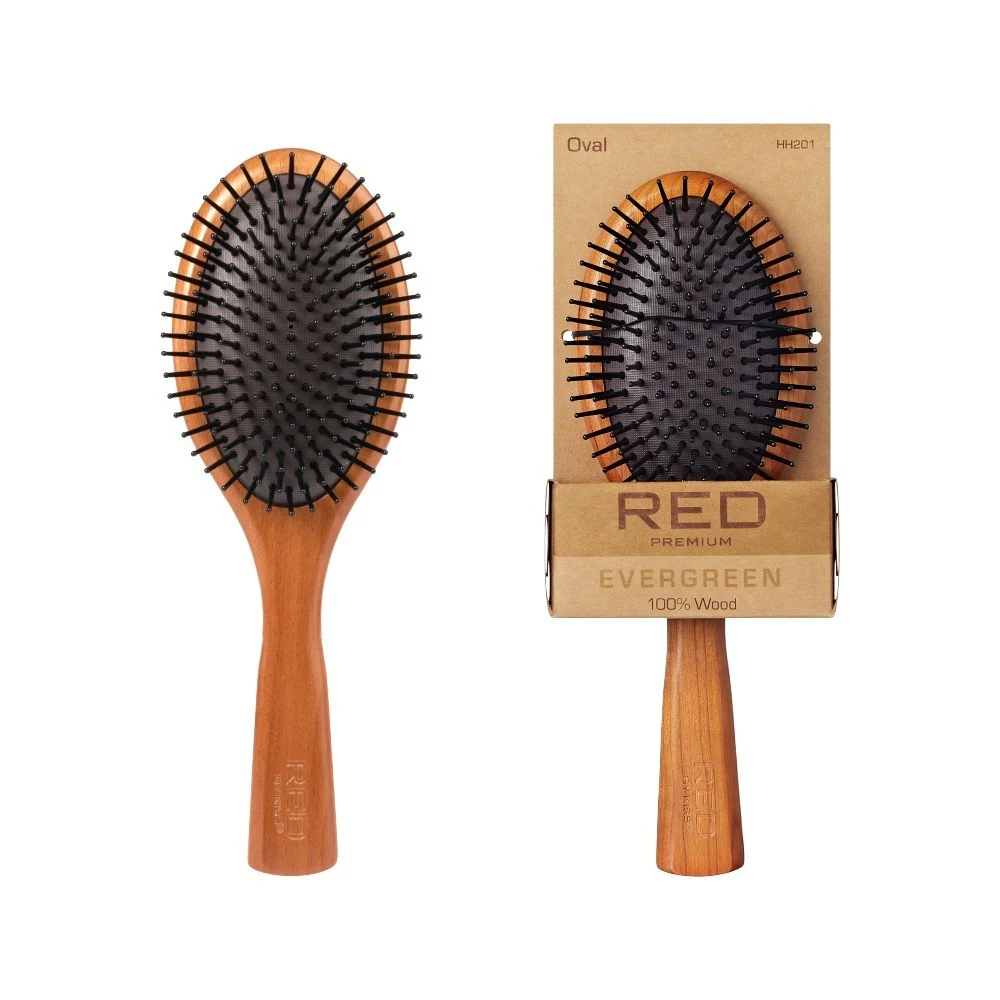 Red By Kiss Evergreen Wooden Oval Paddle Hair Brush