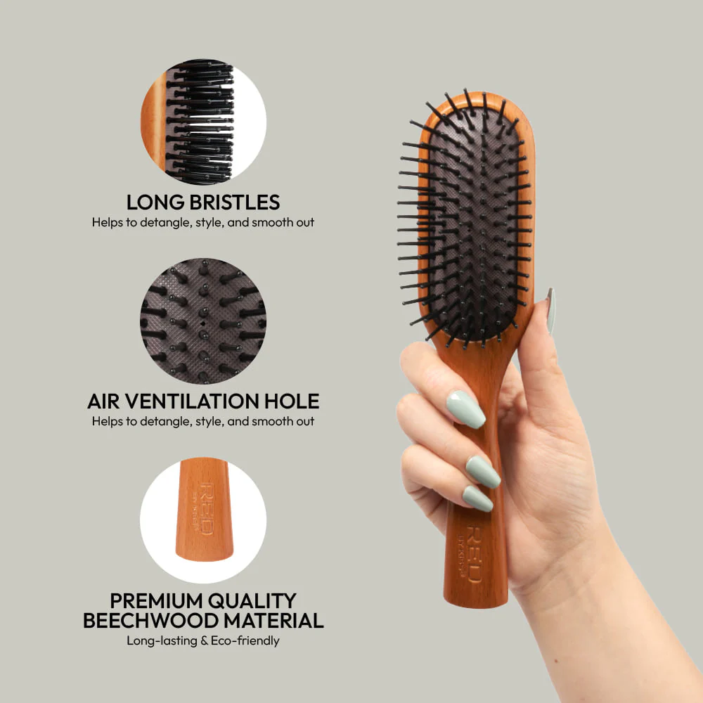 Red By Kiss Evergreen Wooden Styling Mini Hair Brush - Image 4