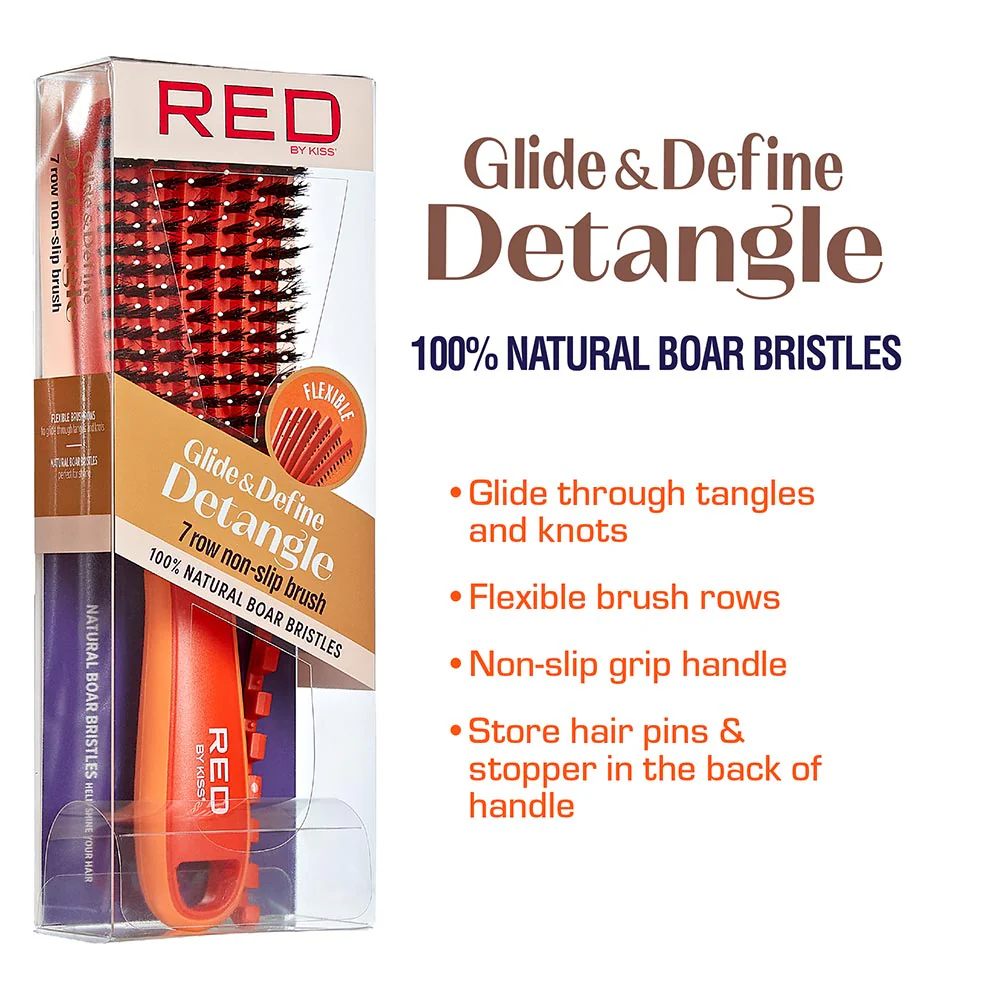 Red By Kiss EZ Glide 7 row non slip Detangling Brush boar - Image 4