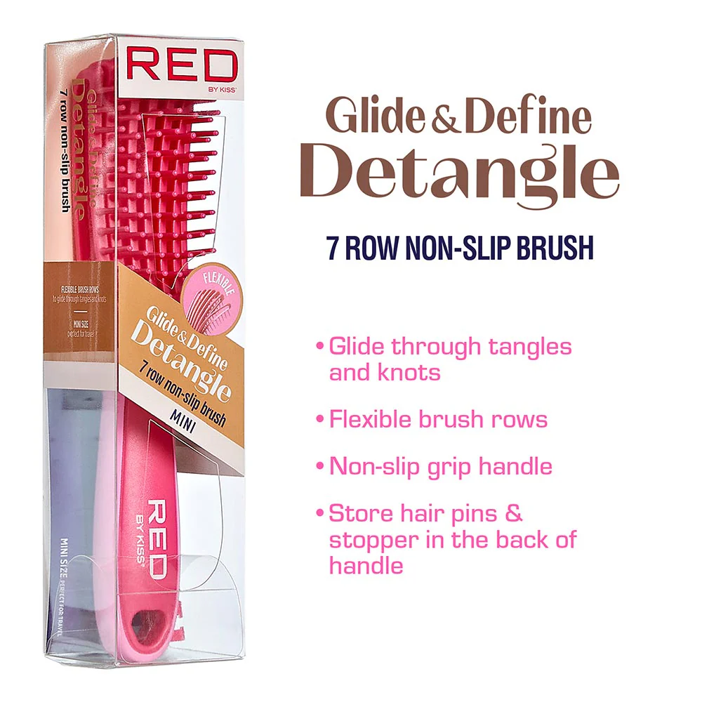 Red By Kiss EZ Glide 7 row non slip Detangling Brush mini - Image 4