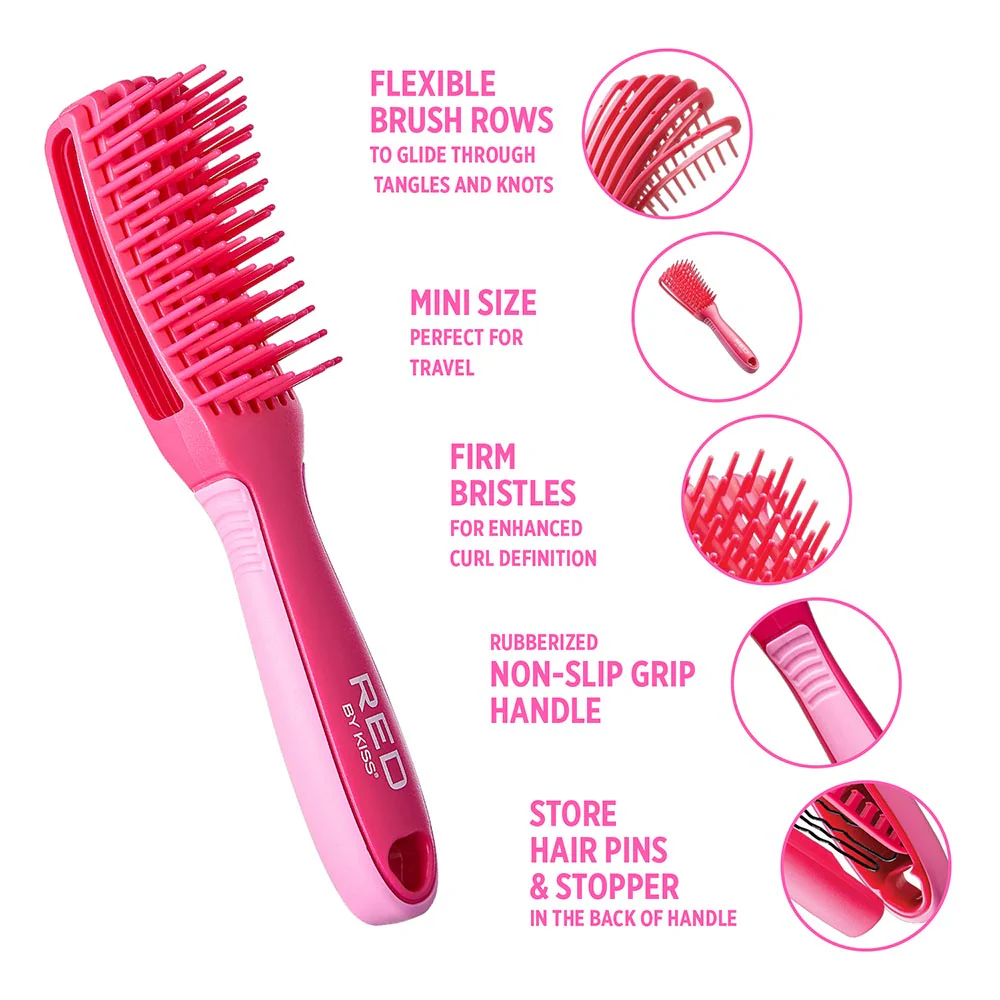 Red By Kiss EZ Glide 7 row non slip Detangling Brush mini - Image 5