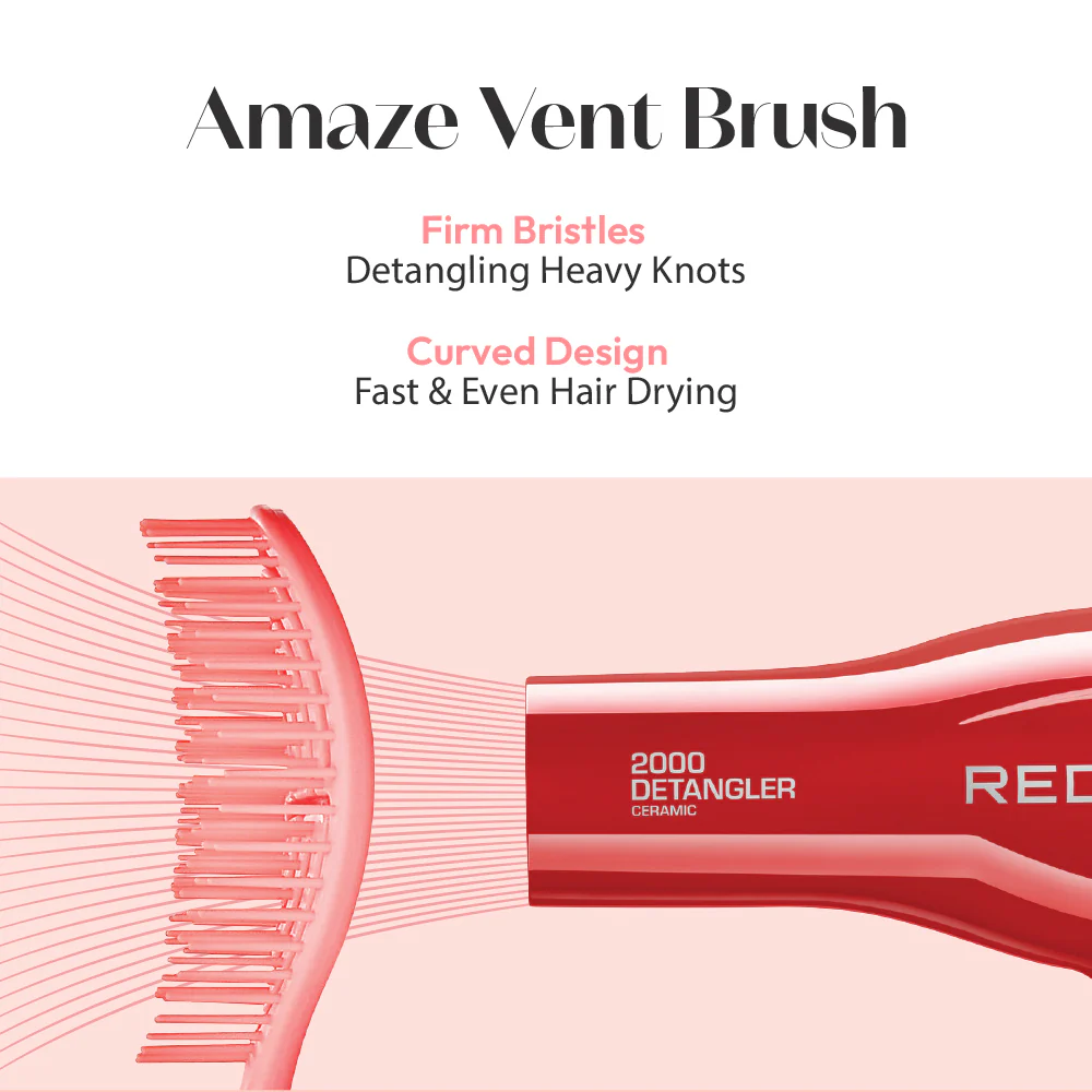 Red By Kiss Flexible Amaze Oval Vent Brush Firm Bristles for Detangling - Image 3