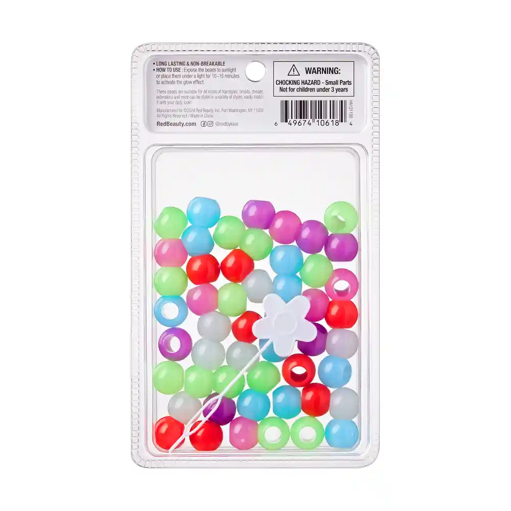 Red By Kiss Glow In The Dark Hair Beads XX Large - Image 6