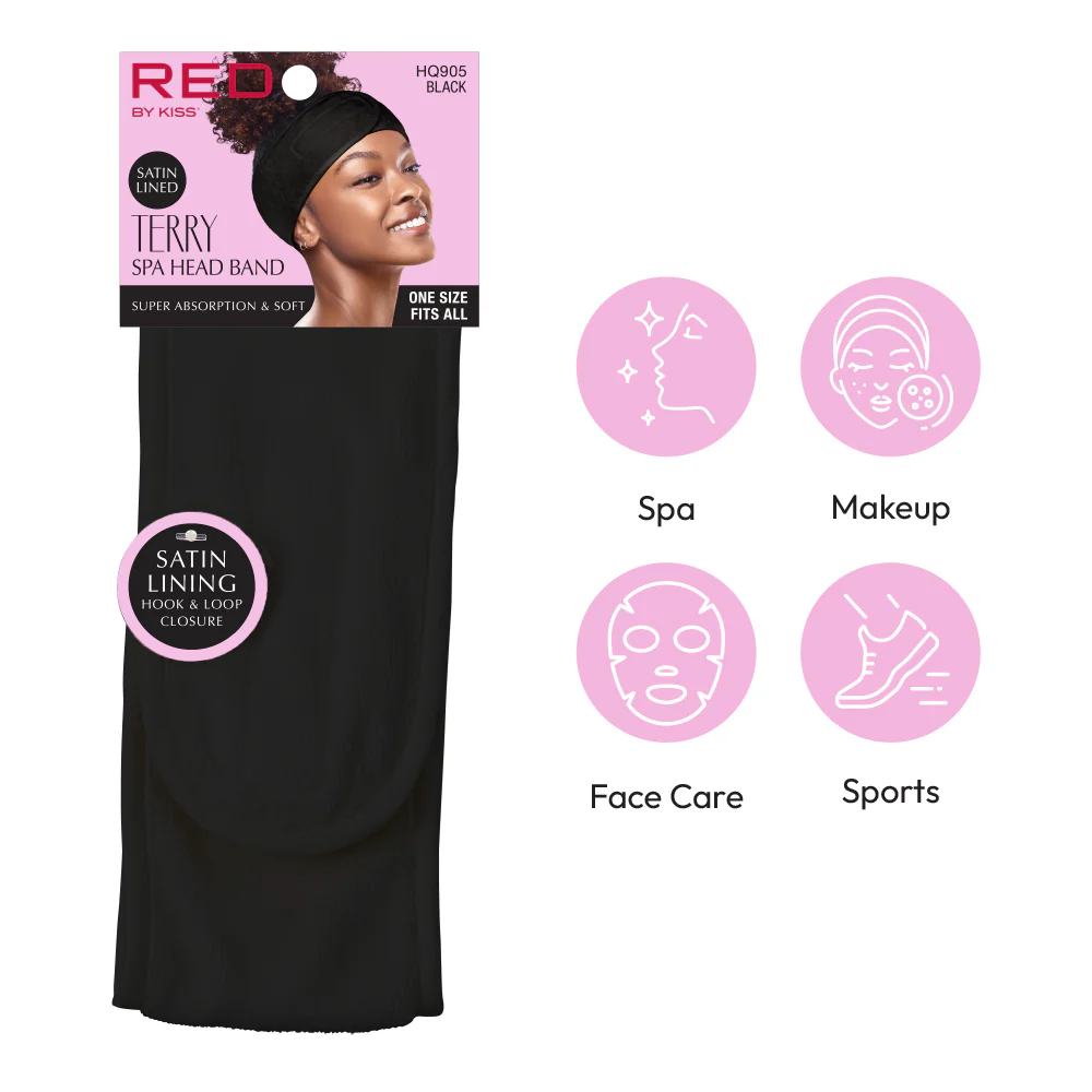 Red By Kiss Hook and Loop Fastener Spa Headband - Image 3