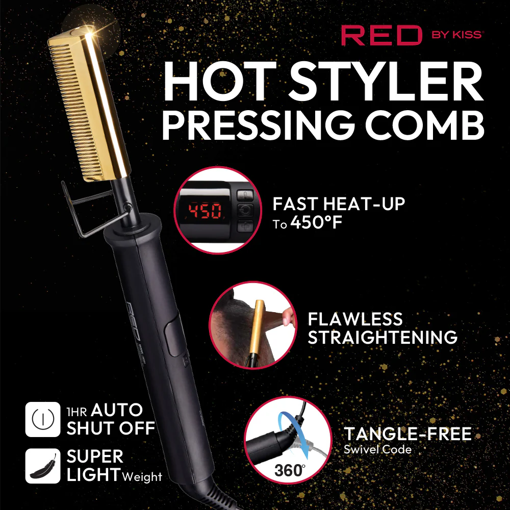 Red By Kiss Hot Styler Small Teeth Pressing Comb - Image 5