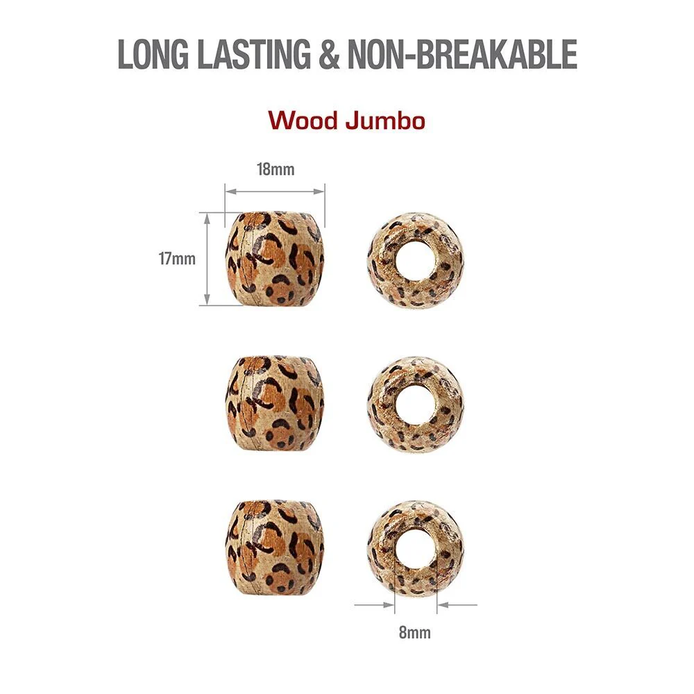 Red By Kiss Jumbo Leopard Pattern Wood Hair Beads (12pcs) - Image 5
