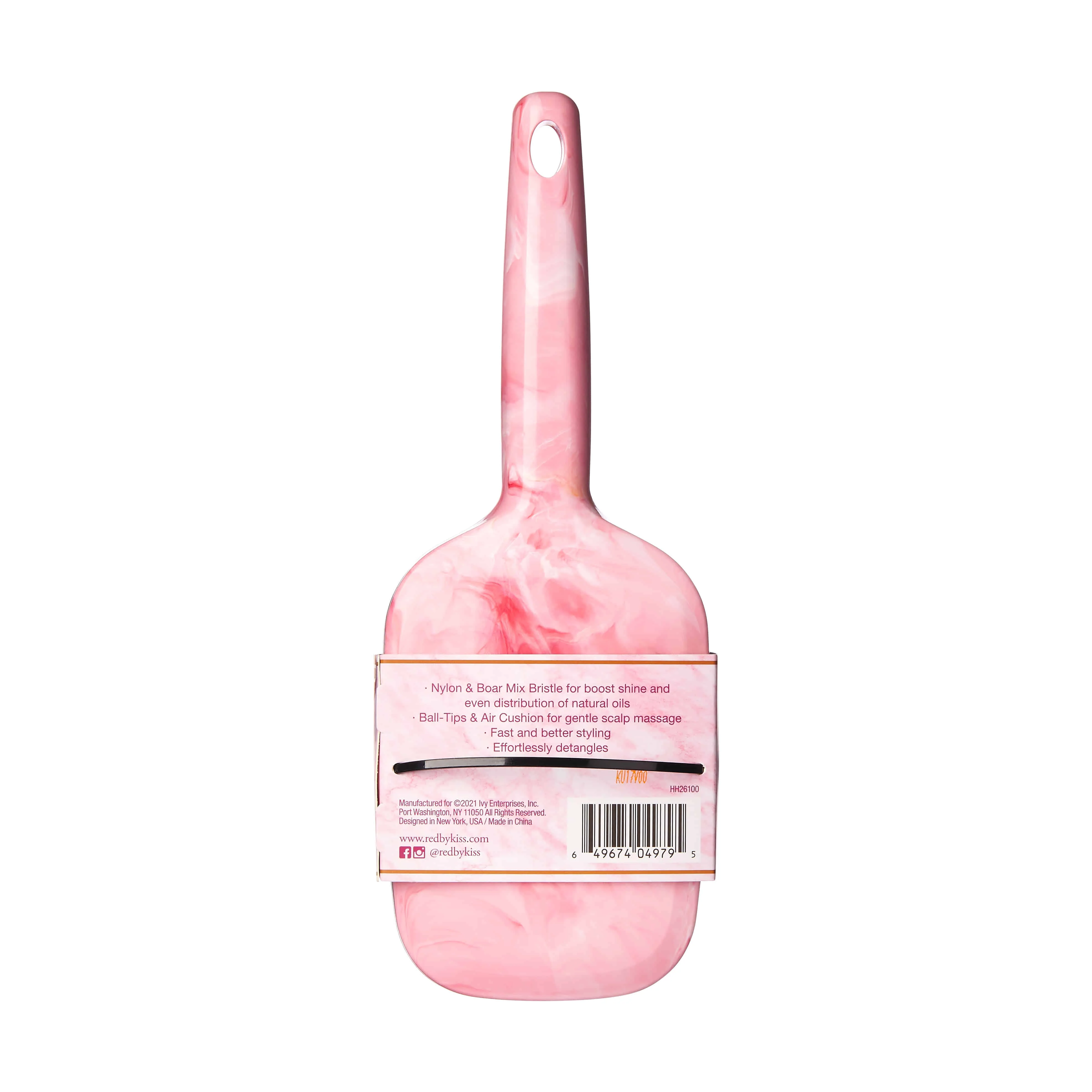 Red By Kiss Marblous Boar Square Paddle Brush For Great Hair Day, Everyday - Image 2