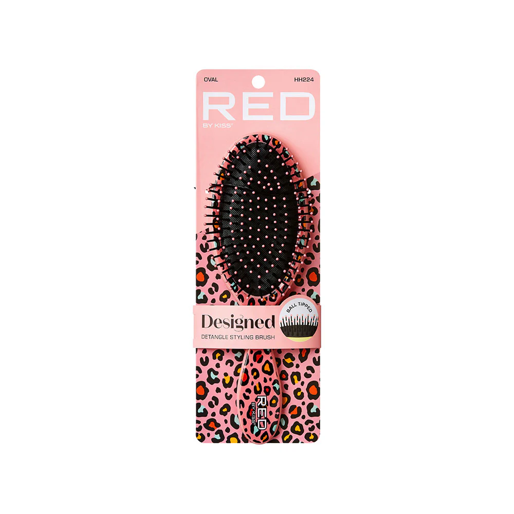 Red By Kiss Oval Designed Brush – Pink Leopard Wet To Dry Detangling