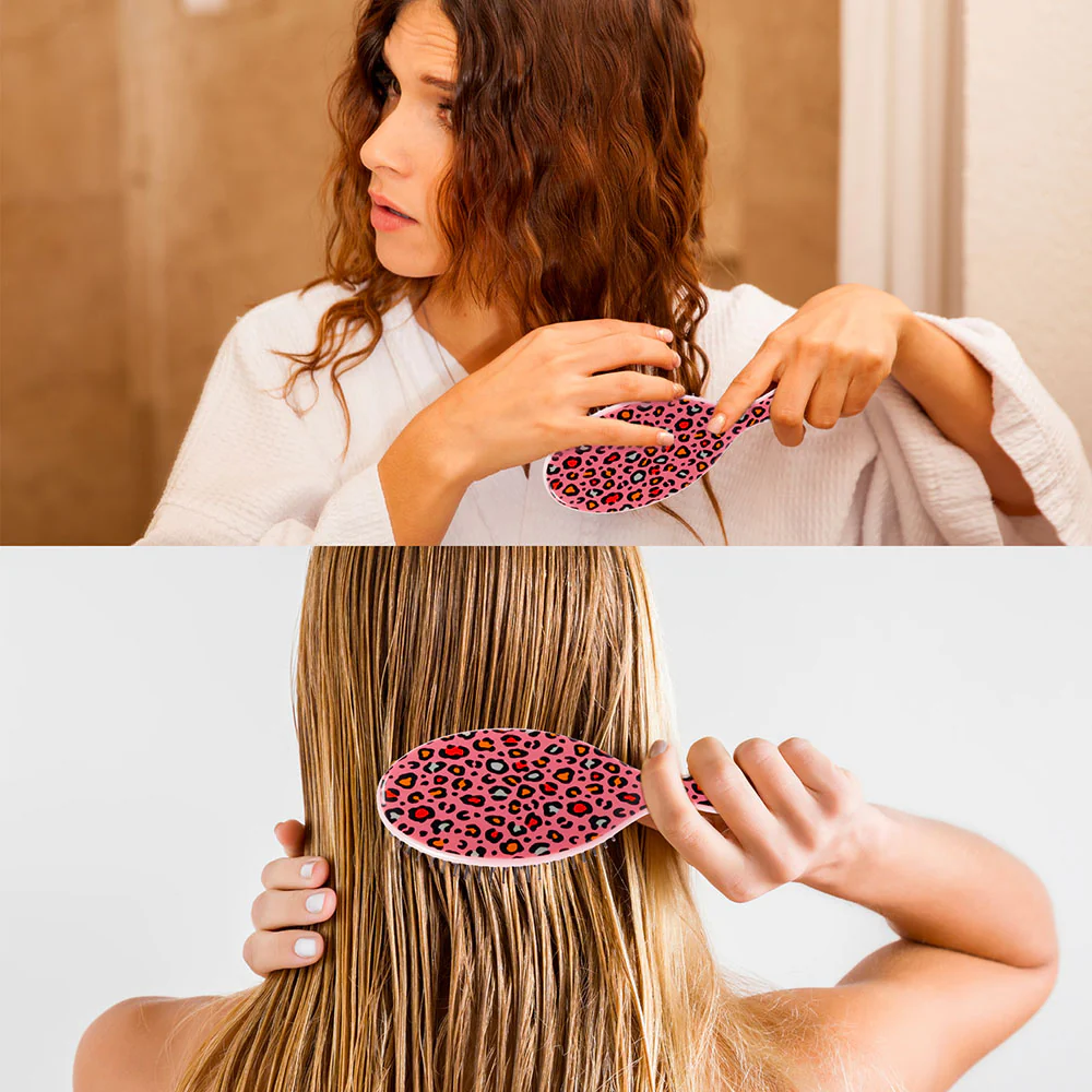 Red By Kiss Oval Designed Brush – Pink Leopard Wet To Dry Detangling - Image 2