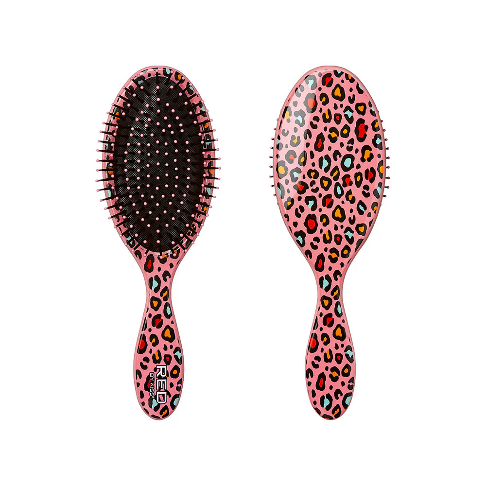 Red By Kiss Oval Designed Brush – Pink Leopard Wet To Dry Detangling - Image 4