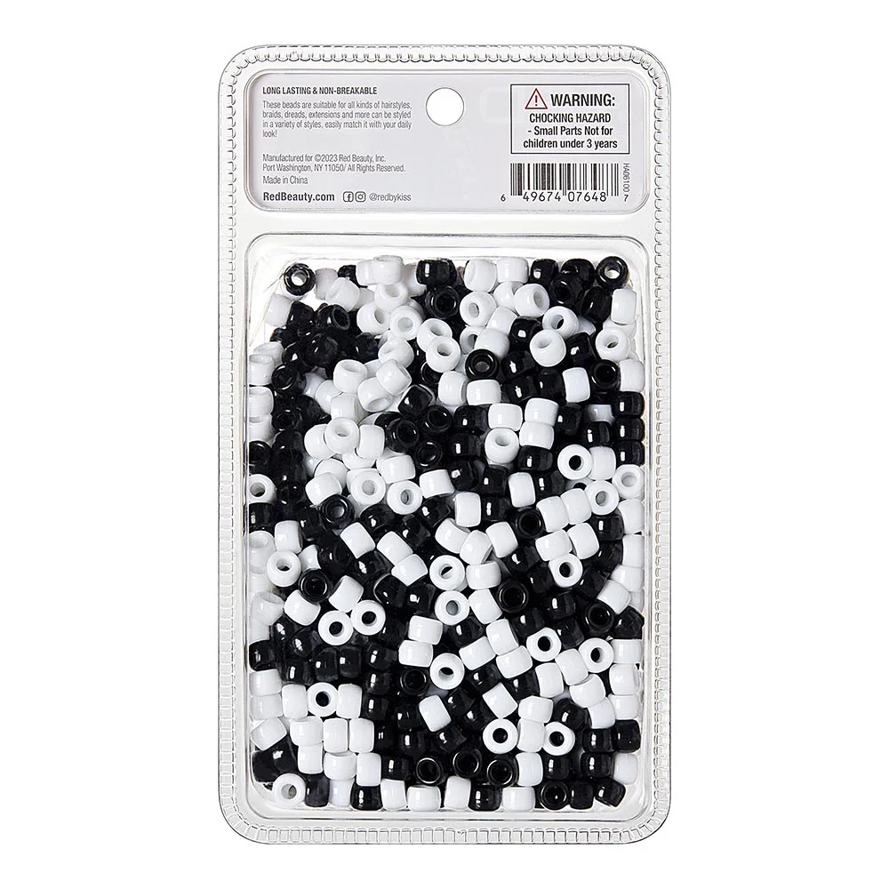 Red By Kiss Regular Hair Beads (1000pcs) Black&White - Image 4