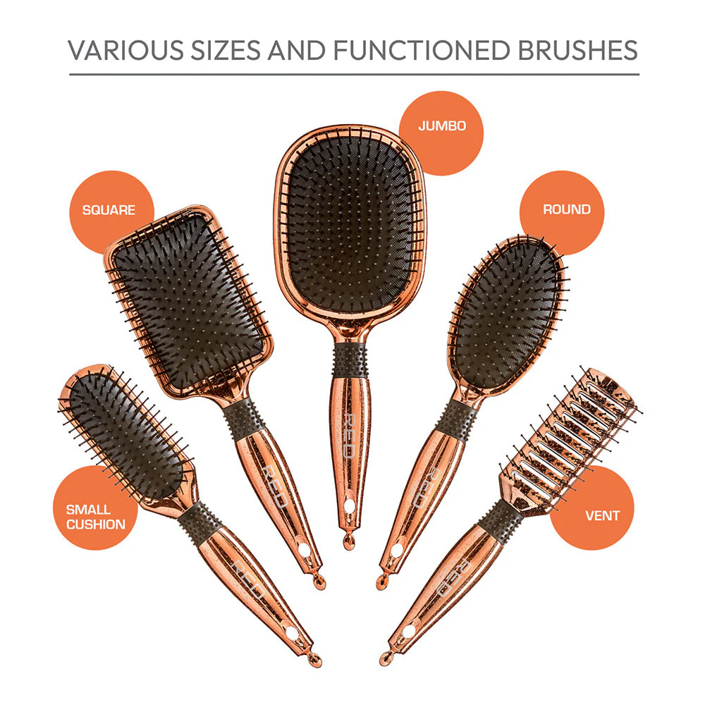 Red By Kiss Rose Gold Chrome Paddle ROUND Brush Perfect for Blow Drying, - Image 3