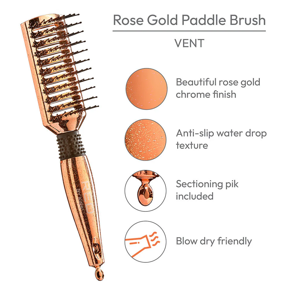 Red By Kiss Rose Gold Chrome Paddle Brush Vent Beautiful Rose Gold Chrome Finish - Image 5