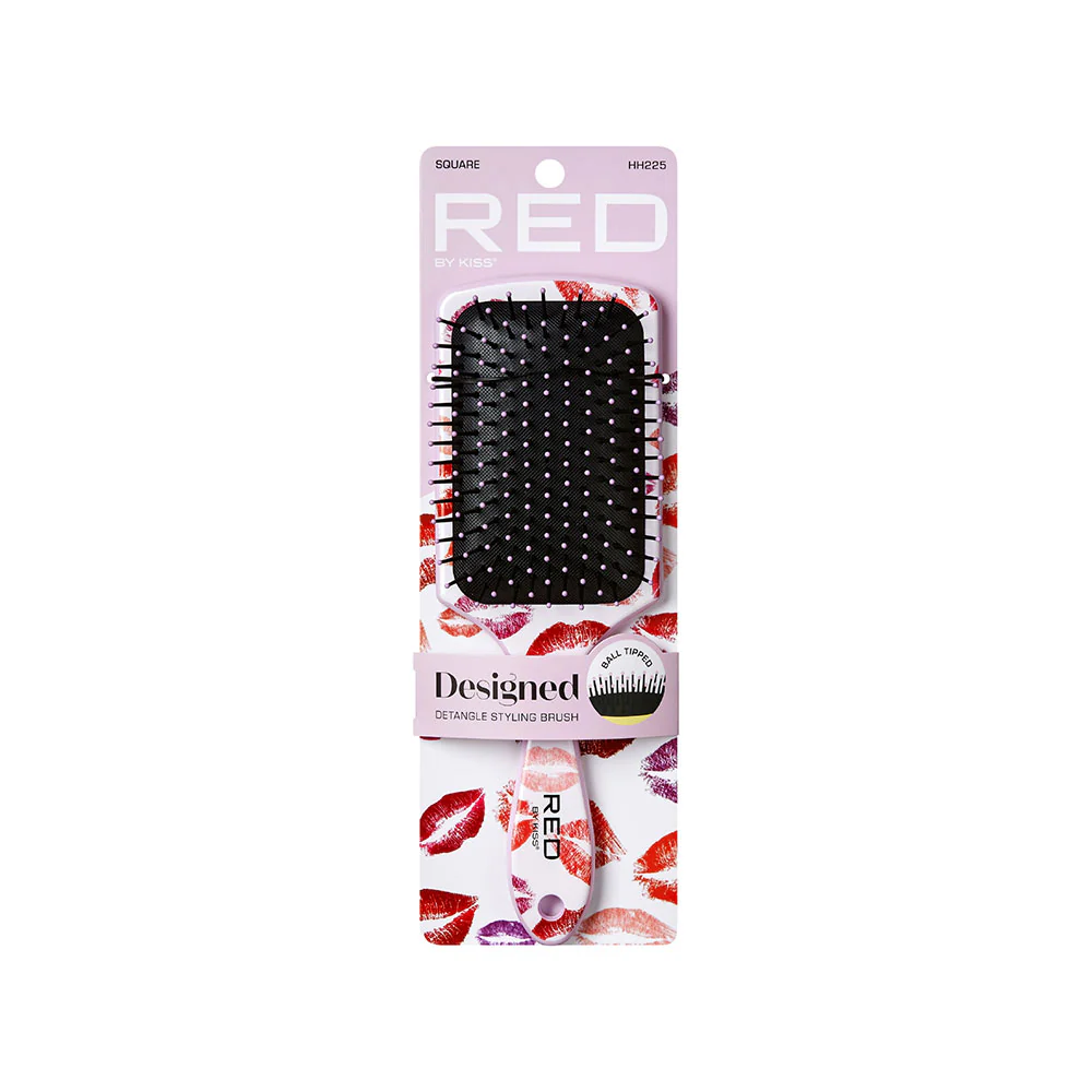 Red By Kiss Square Paddle Designed Brush – Kisses Wet To Dry Detangling