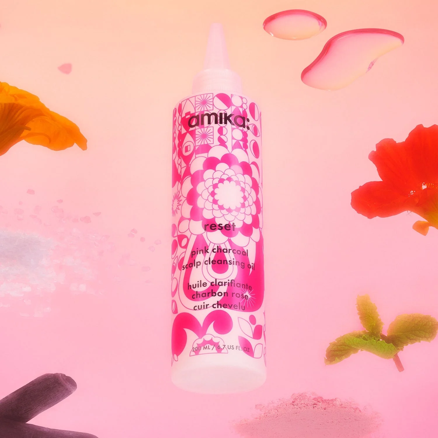 Amika Reset Pink Charcoal Scalp Cleansing Oil 200ml/6.7oz - Image 3