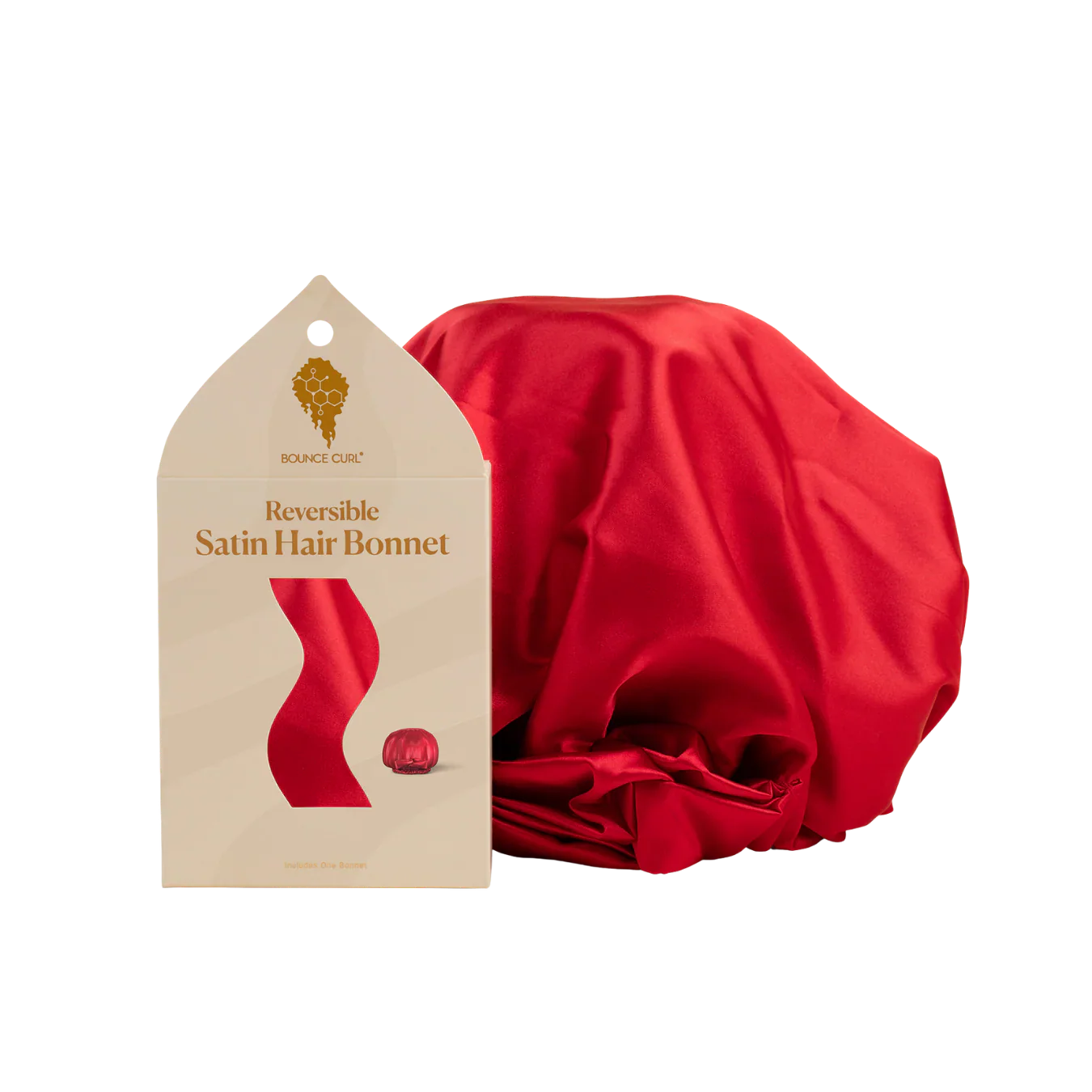 Bounce Curl Reversible Satin Hair Bonnet Red