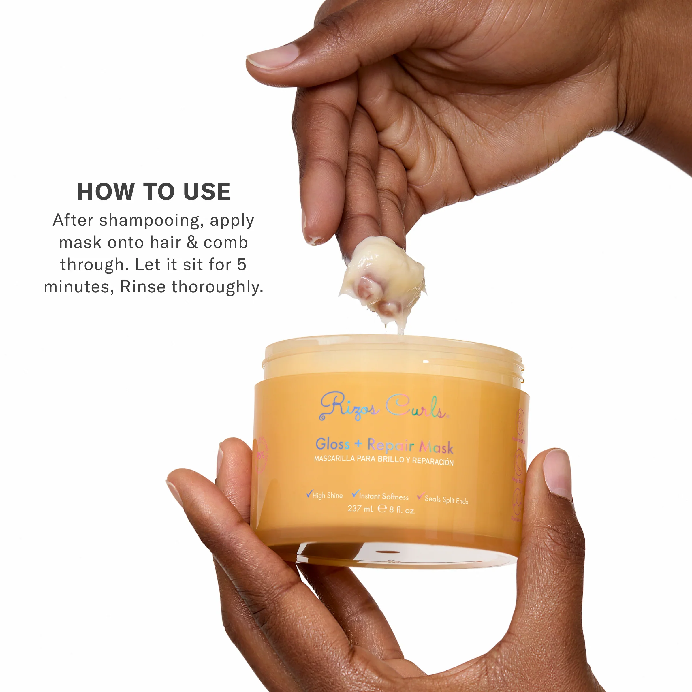 Rizos Curls Gloss + Repair Mask 237ml - Image 4