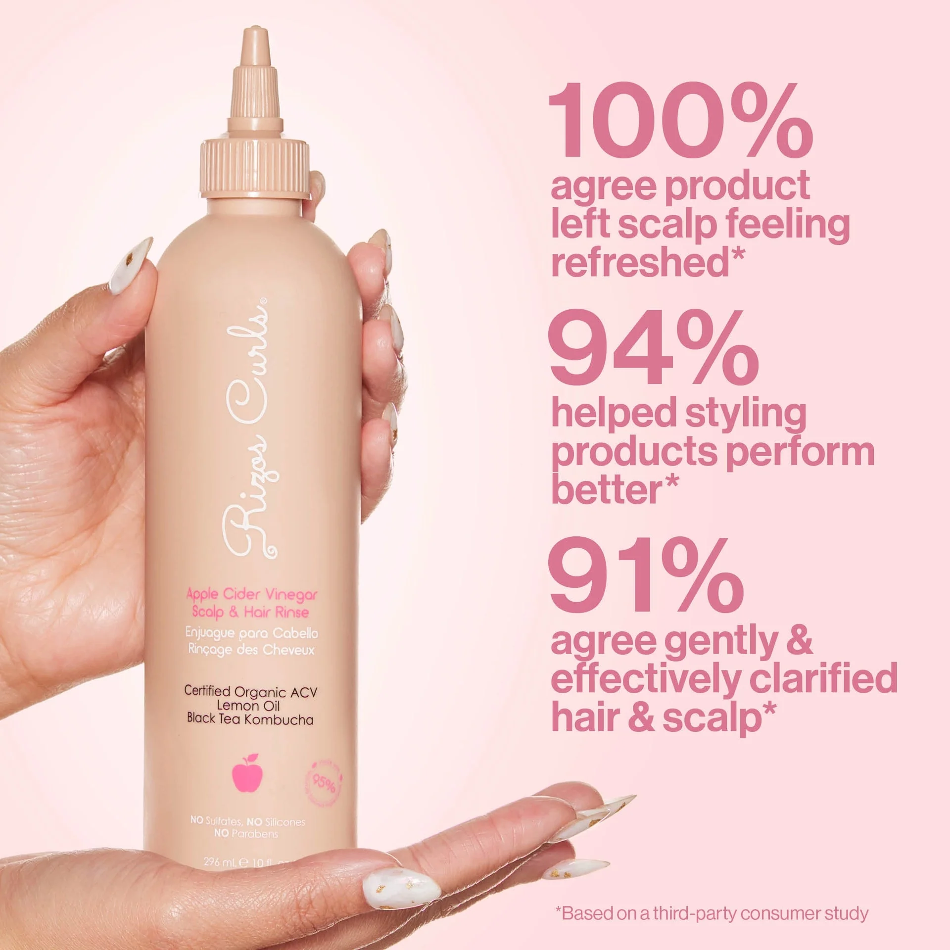 Rizos Curls New Apple Cider Vinegar Scalp & Hair Rinse 296ml - Image 3