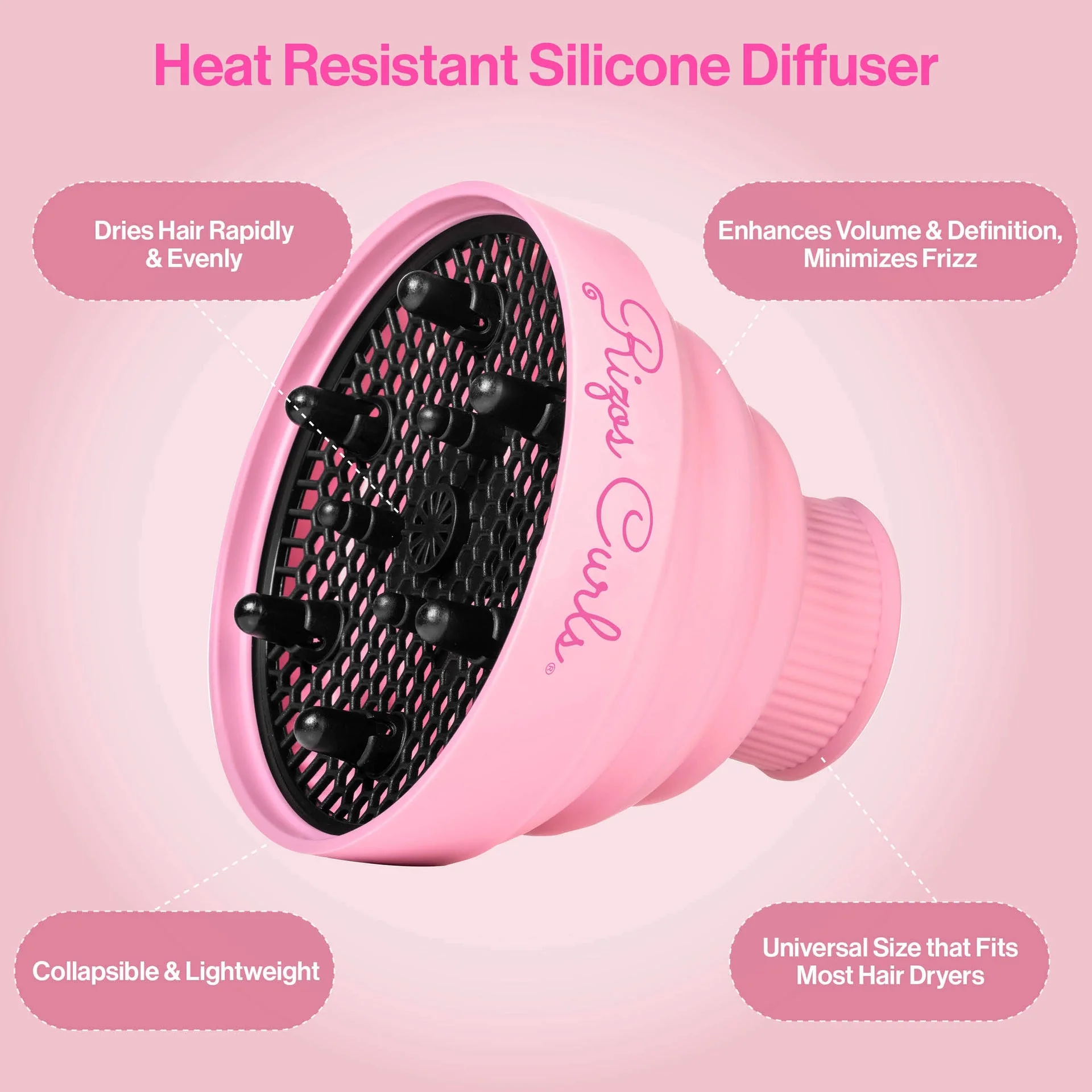 Rizos Curls Pink Collapsible Hair Diffuser for Drying Curls - Image 3